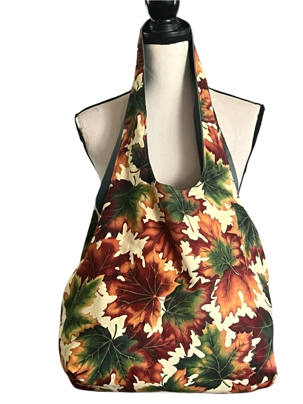 Fall vibrant colored leaves theme slouchy hobo bag